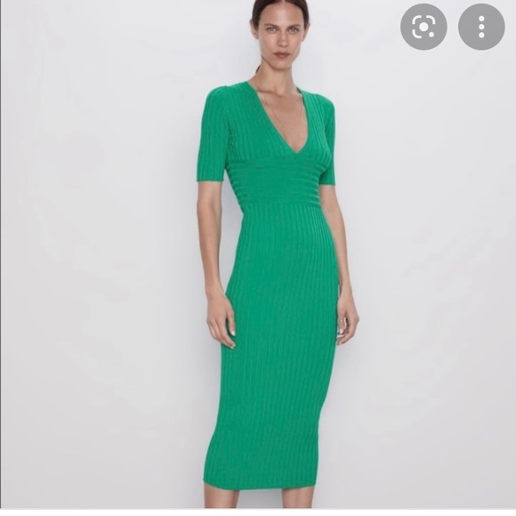 Zara | Dresses | Zara Green Knit Dress 